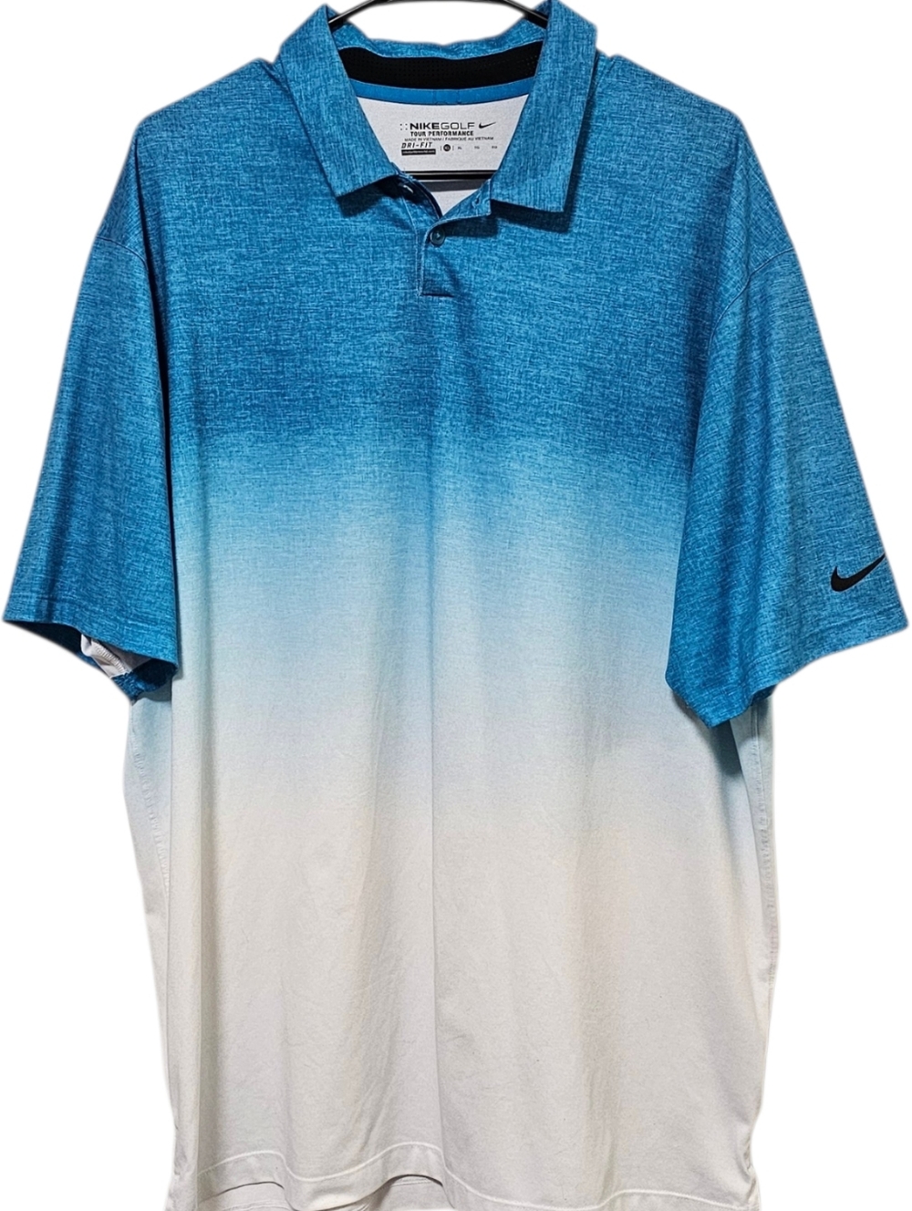 Nike Golf Tour Performance Dri-Fit Men's Blue & White Ombre Polo Sport Size XL